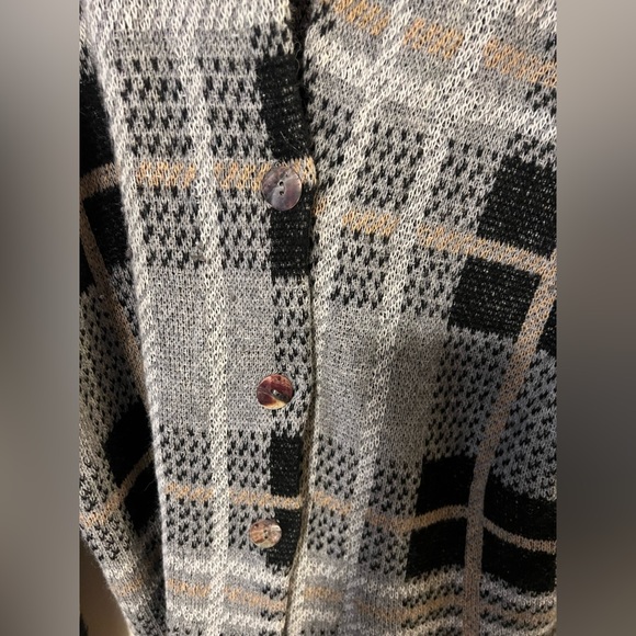 Firenze in Maglia Italian made lambswool blend plaid cardigan women’s M - Picture 2 of 6
